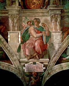Sixtinische Kapelle Decke: Der Prophet Jesaja (vor der Restaurierung)